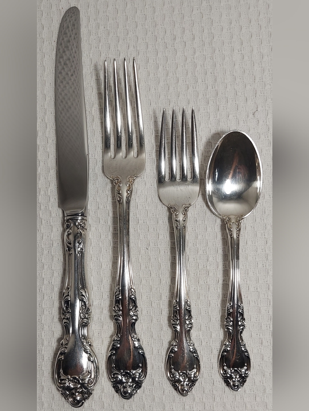 Gorham Sterling Silver Melrose Pattern 4 Piece Flatware Set